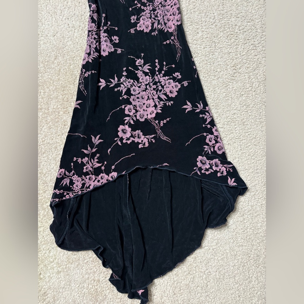 Charlotte Russe Black Pink Glitter Floral Dress Y2K Whimsygoth - Picture 6 of 8